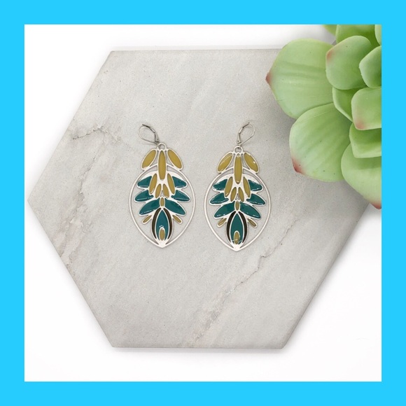 mark. Jewelry - ⭐️ [Mark.] Yellow Green Feather Metal Earrings